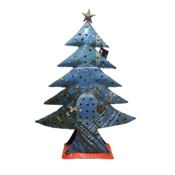 Choinka metalowa na t-light z Recyclingu XL Niebieska 65cm